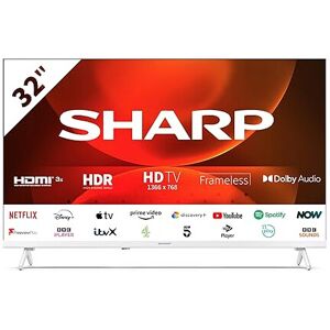 Sharp 32FH2KAW 32-Inch HD Ready Smart Frameless Android TV in White with Active Sharp 32FH2KAW 32-Inch HD Ready Smart Frameless Android TV in White with Active