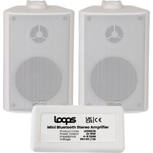 Loops Wireless Bluetooth Amplifier & 2x 60W Wall Mounted Speaker Kit HiFi Amp System Loops Wireless Bluetooth Amplifier & 2x 60W Wall Mounted Speaker Kit HiFi Amp System