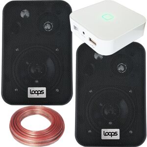 Loops 80W Mini WiFi Stereo Amplifier & 2x 70W Black Wall Mounted Speaker Audio System Loops 80W Mini WiFi Stereo Amplifier & 2x 70W Black Wall Mounted Speaker Audio System