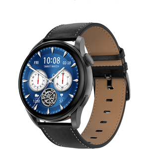 GreenZech (Black-PU Leather) 1.36 inch Full Touch Screen Bluetooth Calling PPG+ECG Heart R GreenZech (Black-PU Leather) 1.36 inch Full Touch Screen Bluetooth Calling PPG+ECG Heart R