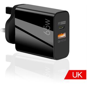 BOSHENG (Uk Black) 65W Gan QC3.0 4.0 USB PD Fast Wall Charger 60W C-C Type c Cable Charg BOSHENG (Uk Black) 65W Gan QC3.0 4.0 USB PD Fast Wall Charger 60W C-C Type c Cable Charg