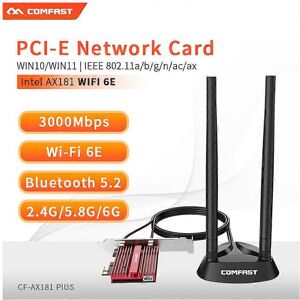 Unbranded (CF-AX181Plus, One size) 3000Mbps WiFi 6E PCIE Wireless WiFi Adapter Bluetooth 5 Unbranded (CF-AX181Plus, One size) 3000Mbps WiFi 6E PCIE Wireless WiFi Adapter Bluetooth 5