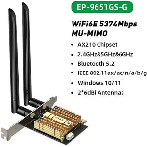 Unbranded (EP-9651GS-G, One size) WiFi 6E Intel AX210 PCIE WiFi Adapter Bluetooth 5.3 MU-M Unbranded (EP-9651GS-G, One size) WiFi 6E Intel AX210 PCIE WiFi Adapter Bluetooth 5.3 MU-M