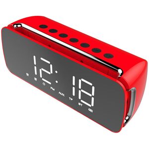 GreenZech (Red) LCD Screen Mirror Clock Hi-Fi Fuction Bluetooth TF AUX Play FM Broadcast R GreenZech (Red) LCD Screen Mirror Clock Hi-Fi Fuction Bluetooth TF AUX Play FM Broadcast R