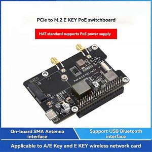 Unbranded For Raspberry Pi 5 Pcie To M2 E Key With Poe Hat Expansion Board Be200 Triband W Unbranded For Raspberry Pi 5 Pcie To M2 E Key With Poe Hat Expansion Board Be200 Triband W