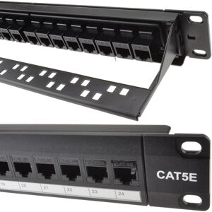 kenable 24 Port RJ45 CAT5e In Line Through Coupler Patch Panel with Back Bar kenable 24 Port RJ45 CAT5e In Line Through Coupler Patch Panel with Back Bar