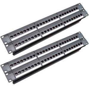 Tlily 2X 19Inch 1U Cabinet Rack Pass-Through 24 Port CAT6 Patch Panel RJ45 Cable Adapt Tlily 2X 19Inch 1U Cabinet Rack Pass-Through 24 Port CAT6 Patch Panel RJ45 Cable Adapt