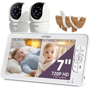 Comfyer Split-Screen Baby Monitor with 2 Cameras, 7" HD Baby Monitor No WiFi with a Flex Comfyer Split-Screen Baby Monitor with 2 Cameras, 7" HD Baby Monitor No WiFi with a Flex