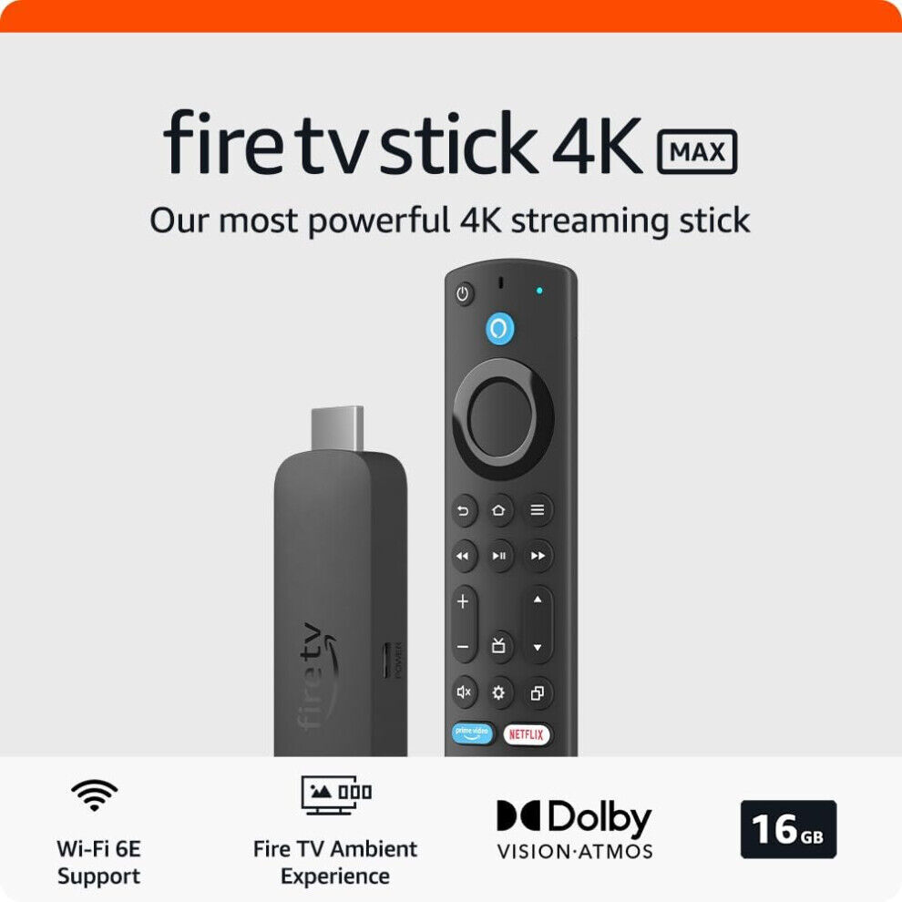 Amazon Fire TV Stick 4K Max streaming device 16gb   supports Wi-Fi 6E