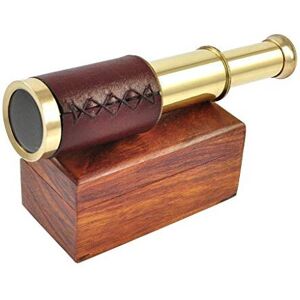 Nautical Replica Hub Antique leather bound brass telescope 6 with wooden Box Nautical Replica Hub Antique leather bound brass telescope 6 with wooden Box