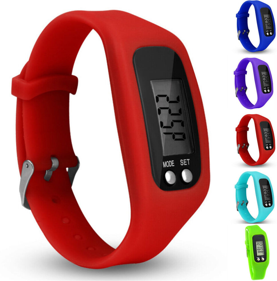 Unbranded (Red) Pedometer Watch with LCD Display Step Counter Walking Running Tracker Wris