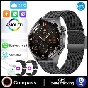 Maxpower (black, Silicone+Leather+Milan) 4 Smart Watch Men Watch 4 Pro Amoled Hd Screen B Maxpower (black, Silicone+Leather+Milan) 4 Smart Watch Men Watch 4 Pro Amoled Hd Screen B