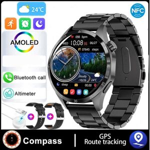 Maxpower (black, Silicone+Leather+Steel) 4 Smart Watch Men Watch 4 Pro Amoled Hd Screen B Maxpower (black, Silicone+Leather+Steel) 4 Smart Watch Men Watch 4 Pro Amoled Hd Screen B