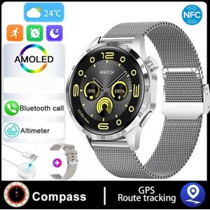 Maxpower (silver, Silicone strap + Milan) 4 Smart Watch Men Watch 4 Pro Amoled Hd Screen Maxpower (silver, Silicone strap + Milan) 4 Smart Watch Men Watch 4 Pro Amoled Hd Screen