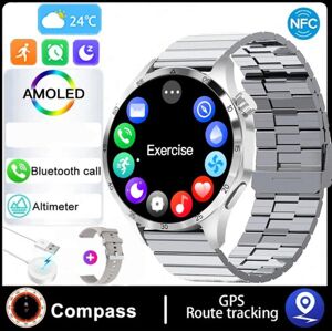 Maxpower (silver, Silicone+Bamboo Steel) 4 Smart Watch Men Watch 4 Pro Amoled Hd Screen B Maxpower (silver, Silicone+Bamboo Steel) 4 Smart Watch Men Watch 4 Pro Amoled Hd Screen B