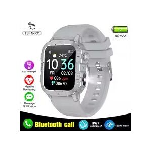 (White) Military Smart Watch Men Bluetooth Call Fitness Tracker Heart Rate Sleep (White) Military Smart Watch Men Bluetooth Call Fitness Tracker Heart Rate Sleep