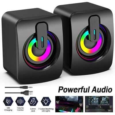 Unbranded USB Wired LED Computer Speakers Stereo Bass Subwoofer 3.5mm for Desktop PC MP3 Unbranded USB Wired LED Computer Speakers Stereo Bass Subwoofer 3.5mm for Desktop PC MP3