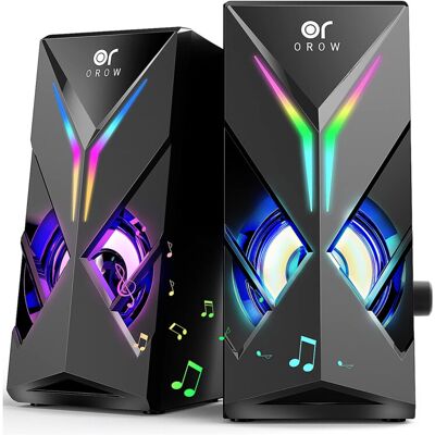 OR O R O W OROW Computer Speakers, Desktop Speakers with Various Colorful LED, 10W Gaming S OR O R O W OROW Computer Speakers, Desktop Speakers with Various Colorful LED, 10W Gaming S