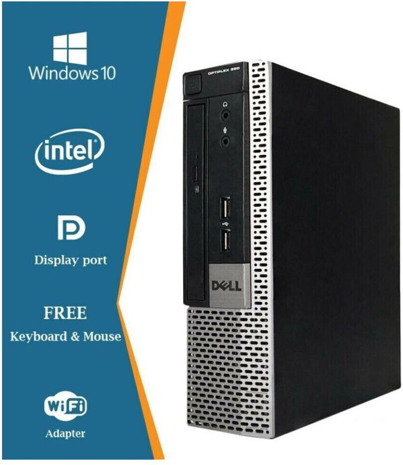 USED Full Dell Quad Core I5 Desktop Pc Tower Computer Windows 10 4Gb Ram 240Gb Ssd Uk