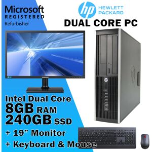 REFURBISHED HP Desktop PC Computer 19" Monitor Bundle with Windows 10 Dual Core 8GB 240GB REFURBISHED HP Desktop PC Computer 19" Monitor Bundle with Windows 10 Dual Core 8GB 240GB