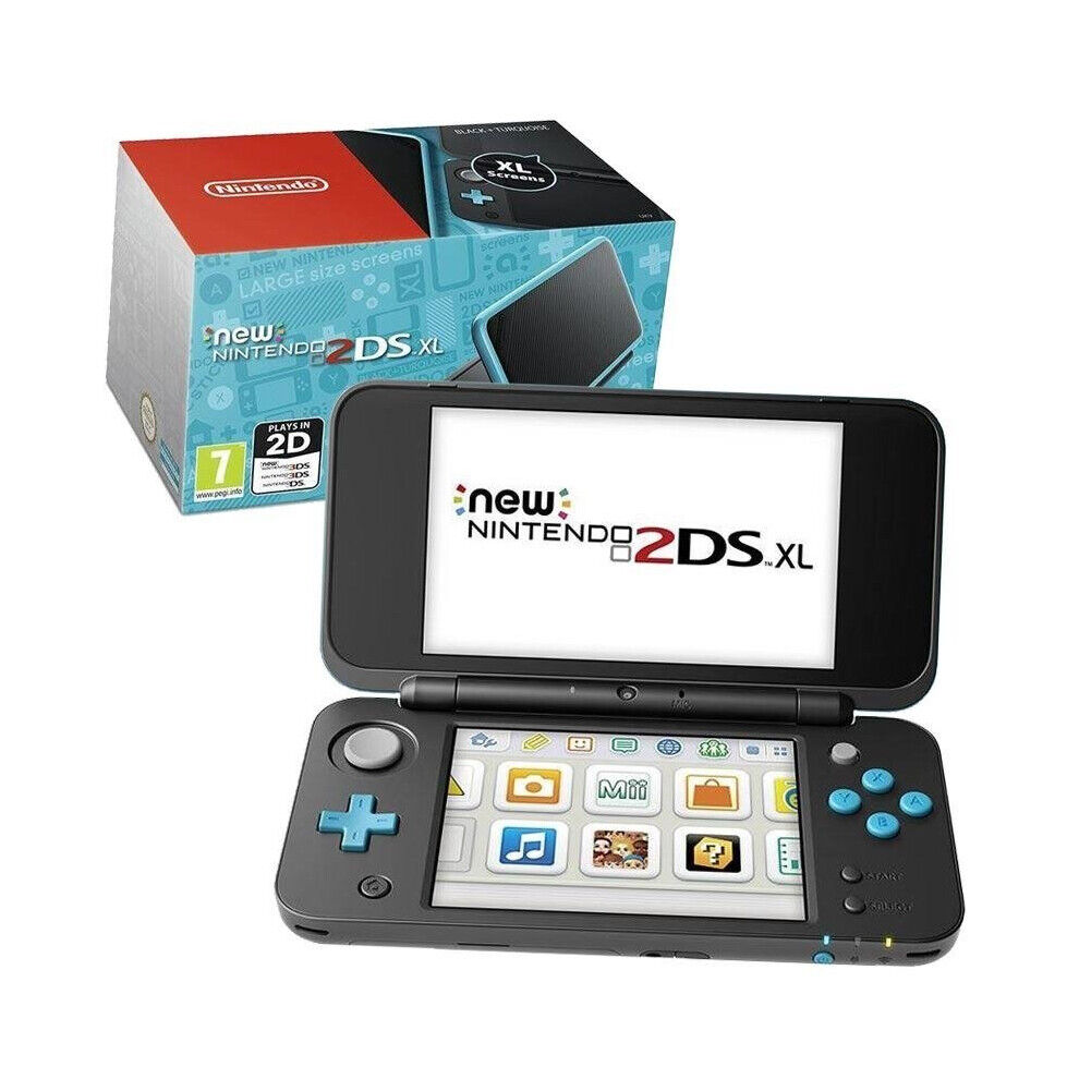 USED New Nintendo 2DS XL Handheld Console - Black and Turquoise - Nintendo 3DS
