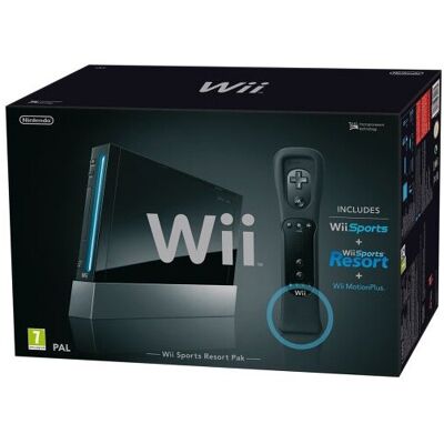 REFURBISHED Nintendo Wii Console (Black) with Wii Sports + Wii Sports Resort and Motion Plus REFURBISHED Nintendo Wii Console (Black) with Wii Sports + Wii Sports Resort and Motion Plus