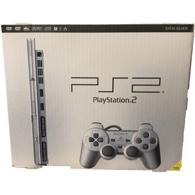 REFURBISHED SLIMLINE SONY SATIN SILVER PS2 PLAYSTATION 2 CONSOLE REFURBISHED SLIMLINE SONY SATIN SILVER PS2 PLAYSTATION 2 CONSOLE