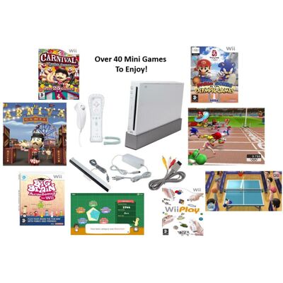 REFURBISHED Nintendo Wii Play Console & Mario Vs Sonic Olympics Games Carnival Funfair Brain REFURBISHED Nintendo Wii Play Console & Mario Vs Sonic Olympics Games Carnival Funfair Brain