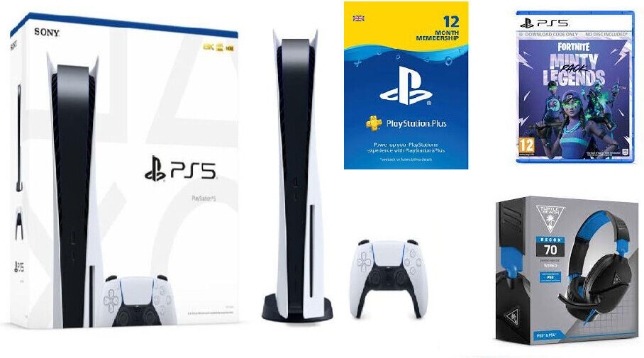 Sony PlayStation 5   PS5 Game Console + 12 Month PS Plus + Fortnite Legends + Tu