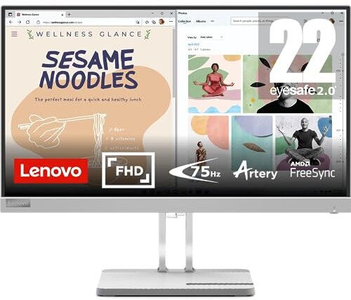 Lenovo L22e-40 22 inch PC Monitor  FHD, 1080p, 75Hz, IPS, 4ms, HDMI and VGA