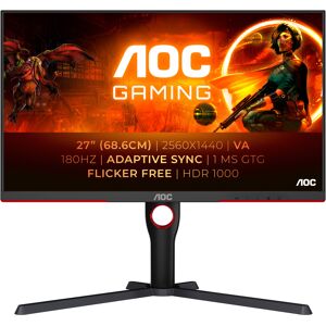 REFURBISHED AOC Gaming Q27G3XMN/BK - LED monitor - gaming - 27" - 2560 x 1440 QHD @ 180 Hz - REFURBISHED AOC Gaming Q27G3XMN/BK - LED monitor - gaming - 27" - 2560 x 1440 QHD @ 180 Hz -