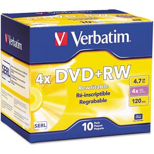 Verbatim 94839 DVD+RW Discs 4.7GB 4X w/Slim Jewel Cases Pearl 10/Pack Verbatim 94839 DVD+RW Discs 4.7GB 4X w/Slim Jewel Cases Pearl 10/Pack