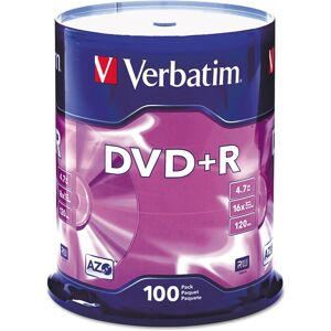 Verbatim 95098 DVD+R Discs 4.7GB 16x Spindle 100/Pack Verbatim 95098 DVD+R Discs 4.7GB 16x Spindle 100/Pack