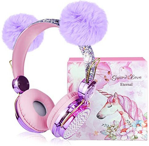 JYPS Kids Headphones Wireless, Girls Bluetooth Headphones w/Fluffy Ear, Adjustable Ch