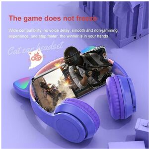 Unbranded (Purple) Kids Headphones Wireless Bluetooth Headset LED Lights Cat Ear Earphone Unbranded (Purple) Kids Headphones Wireless Bluetooth Headset LED Lights Cat Ear Earphone
