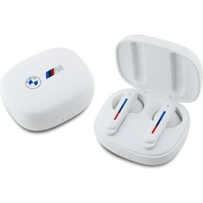 BMW Luxury White Bluetooth Headphones TWS with Docking - Premium Tech BMW Luxury White Bluetooth Headphones TWS with Docking - Premium Tech