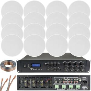 Loops 1600W Loud Bluetooth Sound System 16x 100W Slim Ceiling Speaker 8 Zone Amplifier Loops 1600W Loud Bluetooth Sound System 16x 100W Slim Ceiling Speaker 8 Zone Amplifier