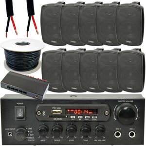 Loops Outdoor Bluetooth Speaker Kit 10x 60W Black Stereo Amp 5 Zone Garden Parties Loops Outdoor Bluetooth Speaker Kit 10x 60W Black Stereo Amp 5 Zone Garden Parties