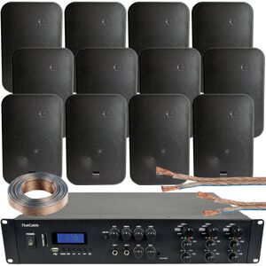 Loops 1200W Bluetooth Sound System 12x 200W Black Wall Speaker 6 Zone Matrix Amplifier Loops 1200W Bluetooth Sound System 12x 200W Black Wall Speaker 6 Zone Matrix Amplifier