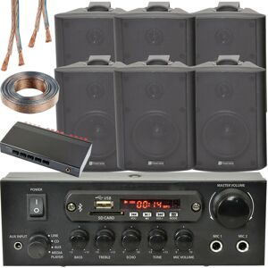 Loops 3 Zone Bluetooth Speaker Kit 6x 70W Black Wall Mounted Home Bar Stereo Amplifier Loops 3 Zone Bluetooth Speaker Kit 6x 70W Black Wall Mounted Home Bar Stereo Amplifier