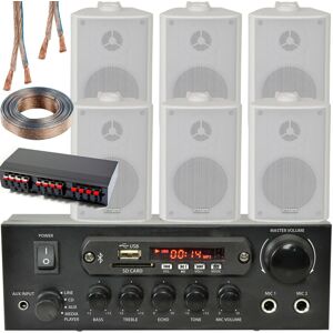 Loops Bluetooth Wall Speaker Kit 3 Zone Stereo Amp - White - Wall Background Music Loops Bluetooth Wall Speaker Kit 3 Zone Stereo Amp - White - Wall Background Music