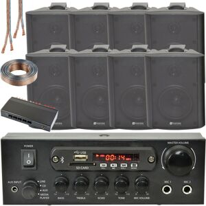 Loops 4 Zone Bluetooth Speaker Kit 8x 70W Black Wall Mounted Home Bar Stereo Amplifier Loops 4 Zone Bluetooth Speaker Kit 8x 70W Black Wall Mounted Home Bar Stereo Amplifier
