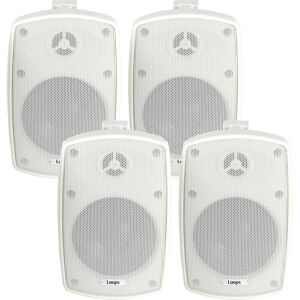 Loops 4x 4" 60W White Outdoor Rated Speakers 8 OHM Weatherproof Wall Mounted HiFi Loops 4x 4" 60W White Outdoor Rated Speakers 8 OHM Weatherproof Wall Mounted HiFi