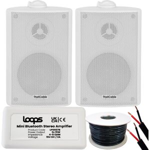 Loops Garden Party BBQ Outdoor Speaker Kit Wireless Mini Stereo Amp & 2 White Speakers Loops Garden Party BBQ Outdoor Speaker Kit Wireless Mini Stereo Amp & 2 White Speakers