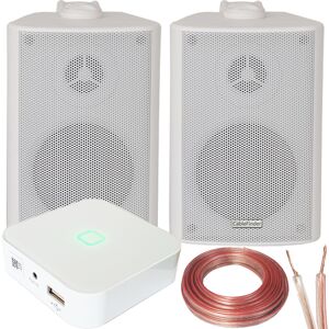 Loops 80W Mini WiFi Stereo Amplifier & 2x 60W White Wall Mounted Speaker Audio System Loops 80W Mini WiFi Stereo Amplifier & 2x 60W White Wall Mounted Speaker Audio System