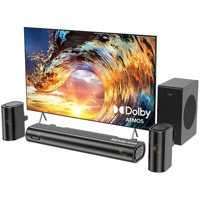 Unbranded Hiwill 4.1ch Dolby Atmos Soundbar, 300W Sound Bar for TV with Subwoofer, 2 Front Unbranded Hiwill 4.1ch Dolby Atmos Soundbar, 300W Sound Bar for TV with Subwoofer, 2 Front