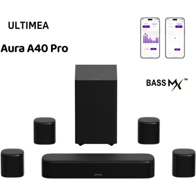 ULTIMEA Aura Series 7.1Ch Bluetooth Soundbar with 4 Speakers & Subwoofer, 330W H ULTIMEA Aura Series 7.1Ch Bluetooth Soundbar with 4 Speakers & Subwoofer, 330W H