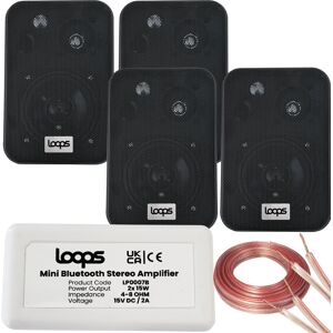 Loops Wireless Bluetooth Amplifier & 4x 70W Wall Corner Speakers Kit HiFi Amp System Loops Wireless Bluetooth Amplifier & 4x 70W Wall Corner Speakers Kit HiFi Amp System