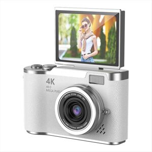 Markenlos 4K CCD 8X Digital Zoom Camera 180 Flip Screen Selfile Camera White Markenlos 4K CCD 8X Digital Zoom Camera 180 Flip Screen Selfile Camera White