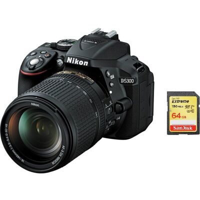 Nikon D5300 - 24.2 MP DSLR Camera with 39-Point AF and 64GB SD Nikon D5300 - 24.2 MP DSLR Camera with 39-Point AF and 64GB SD